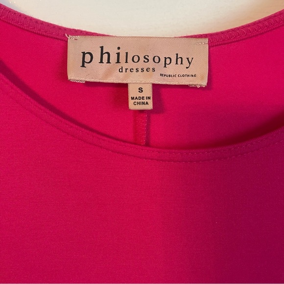 Philosophy Cashmere Scoop Neck Swing Dress Short sleeve casual Cerise Pink Small - Picture 4 of 7